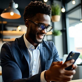 working professional using his mobile device with MDM